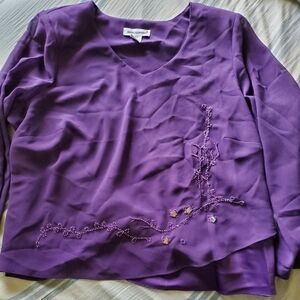 Jessica London Deep Purple Blouse And Skirt Set with Embellishments